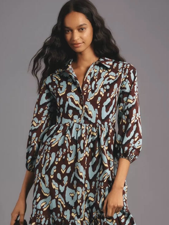Maeve Dresses & Skirts - Anthropologie Maeve The Bettina Tiered Midi Shirtdress - Abstract Size XL